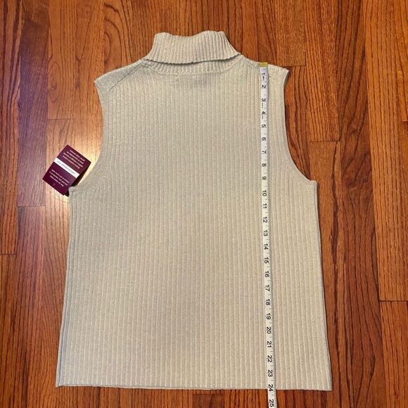 CABLE & GAUGE NWT Woman Metallic Ribbed Sleeveless Turtleneck Top Size 1X - Picture 4 of 5